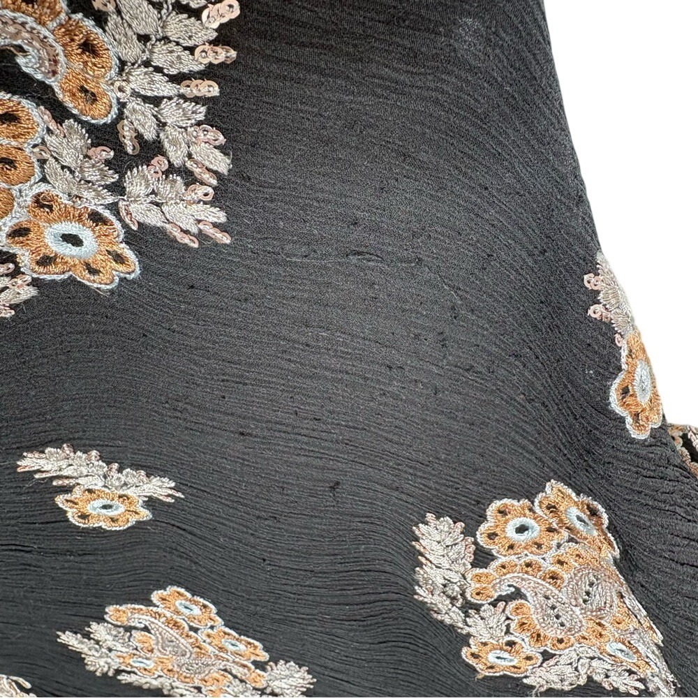Black Embroidered Mirror Tunic Dress Boho Indie Festival Ethnic - Picture 5 of 8